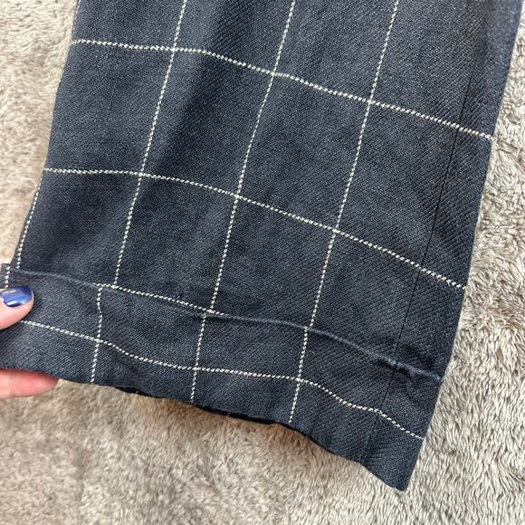 LRL Ralph Lauren Gray 14 Linen Windowpane Plaid Cuffed Lined Pants Straight Let - Picture 6 of 11